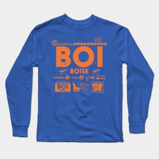 Vintage Boise BOI Airport Code Travel Day Retro Travel Tag Idaho Long Sleeve T-Shirt